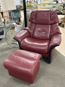 Ekornes Stressless Leather Eldorado Highback Reclining Chair With Storage Footst