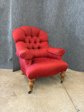 Load image into Gallery viewer, Ethan Allen Red Tufted Back Arm Chair