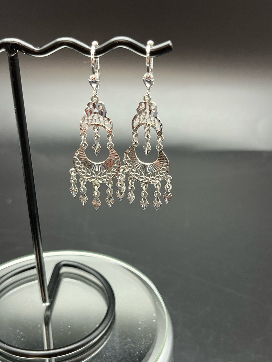 2 Piece White Gold Pierced Earrings