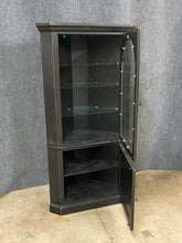 Load image into Gallery viewer, Black Distressed Lighted Corner Curio Cabinet