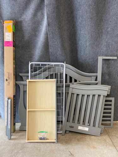 Baby Appleseed Convertible Crib to Full Size Bed Frame in Gray