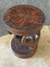Load image into Gallery viewer, Hand-Carved African Wood Horned Animal Accent Table