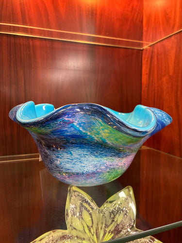 *NEW* Abstract Multi Color Glass Centerpiece Bowl