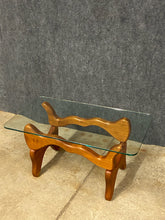 Load image into Gallery viewer, Sculptural Folding Wood &amp; Glass Coffee Table