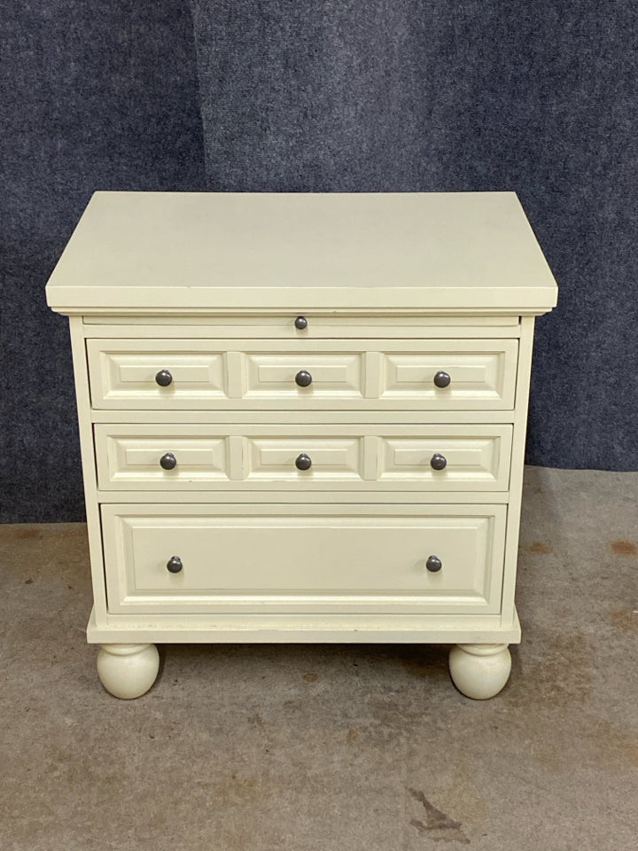 Pier 1 Imports Cream Nightstand with Drop-Front Drawer