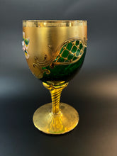 Load image into Gallery viewer, 8 Piece Murano Emerald Gold Trim Glasses