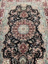 Load image into Gallery viewer, Persian-Style Wool Rug with Black Medallion &amp; Red Border