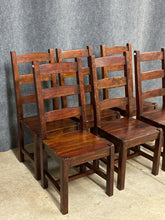 Load image into Gallery viewer, Set of 6 Rustic Ladderback Wood Dining Chairs