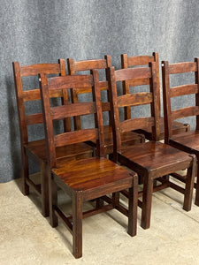 Set of 6 Rustic Ladderback Wood Dining Chairs