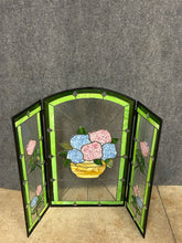 Load image into Gallery viewer, Stained Glass Hydrangea 3-Panel Fireplace Screen