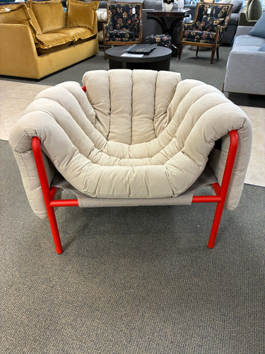 *NEW* HEM Puffy Lounge Chair, Natural/Traffic Red