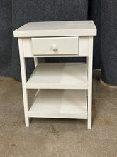 Load image into Gallery viewer, White Cottage-Style Side Table with Drawer &amp; Shelves