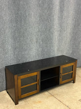 Load image into Gallery viewer, Contemporary Media/TV Stand with Smoked Glass Cabinet Doors