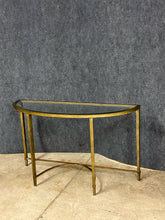 Load image into Gallery viewer, Gold-Tone Metal &amp; Glass Demilune Console Table