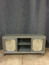 Load image into Gallery viewer, Classic Home Grey/Silver Media Stand With Mirrored Doors