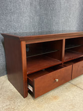 Load image into Gallery viewer, Pinnacle Design Cherry &amp; Black Glass TV Stand with Drawers