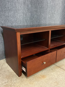 Pinnacle Design Cherry & Black Glass TV Stand with Drawers