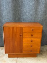 Load image into Gallery viewer, Danish Modern-Style Five-Drawer Chest with Cabinet
