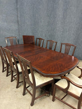 Load image into Gallery viewer, Flame Mahogany Double Pedestal Dining Table With 8 Henkel-Harris Chairs