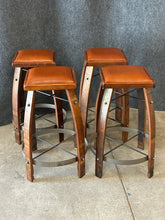 Load image into Gallery viewer, Set of 4 Reclaimed Wine Barrel Bar Stools