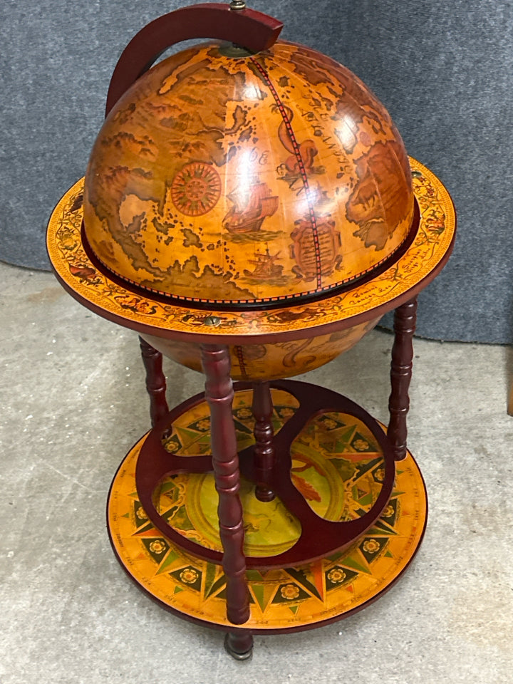 Vintage Italian Style Globe Bar Cabinet