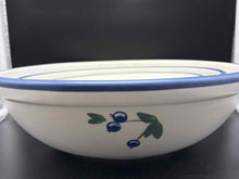 Load image into Gallery viewer, Pottery Beige 3 Piece Blue Round Fruit Serving bowl