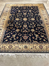 Load image into Gallery viewer, Traditional Persian-Style Wool Rug Navy &amp; Ivory