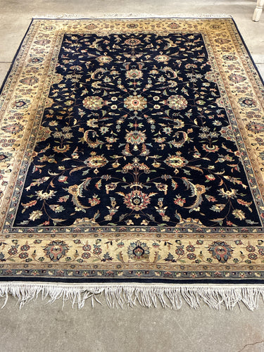 Traditional Persian-Style Wool Rug Navy & Ivory