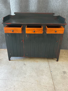 John K. Spicer & Son Black Primitive Sideboard with Cherry Drawers