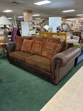Load image into Gallery viewer, 94&quot; Upholstered Sleeper Sofa with Rolled Arms &amp; Tapestry Pillows