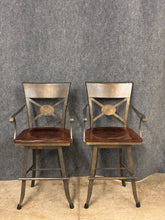 Load image into Gallery viewer, Pair of Nichols &amp; Stone Metal &amp; Wood Counter Stools