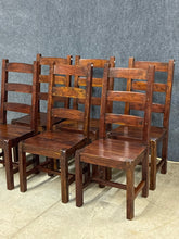 Load image into Gallery viewer, Set of 6 Rustic Ladderback Wood Dining Chairs