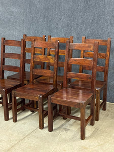 Set of 6 Rustic Ladderback Wood Dining Chairs