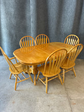 Load image into Gallery viewer, Light Wood 7-Piece Dining Set with Two 12" Butterfly Leaf Extensions
