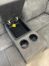 Load image into Gallery viewer, Contemporary Grey Power Reclining Loveseat With Console