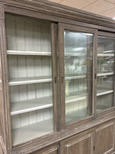 Load image into Gallery viewer, Large Distressed Grey Lighted Display Cabinet
