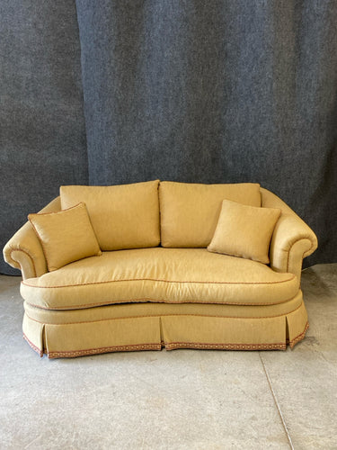 Ethan Allen Rolled Arm Skirted Sofa