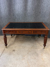 Load image into Gallery viewer, William IV Mahogany 6 Drawer Partners Desk With Black Leather Top