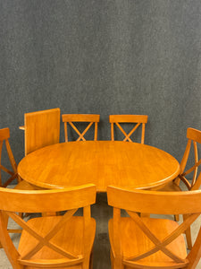 Contemporary Light Maple Dining Set with 6 Chairs and Leaf