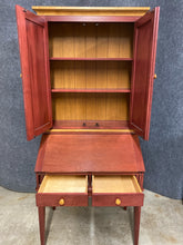 Load image into Gallery viewer, Ethan Allen Red Drop-Front Secretary Desk with Hutch