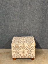 Load image into Gallery viewer, Neutral Ikat Storage Ottoman