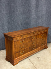 Load image into Gallery viewer, Thomasville Burl Wood Triple Dresser &amp; Tri-Fold Mirror