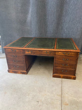 Load image into Gallery viewer, Traditional Mahogany Leather-Top Partners Desk