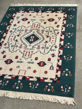 Load image into Gallery viewer, Southwestern Style Wool Area Rug with Green Border