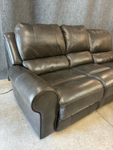 Load image into Gallery viewer, Traditional Grey Leather Power Reclining Sofa