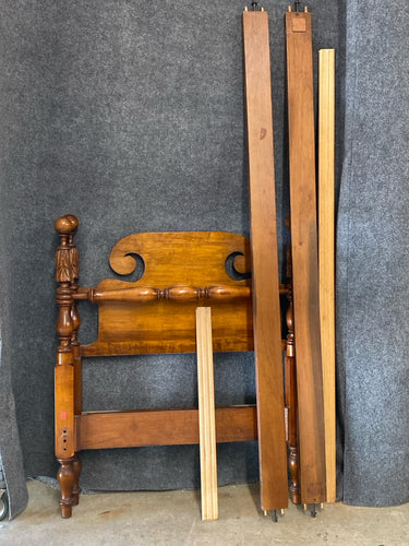 Vintage Carved Wood Twin Bed Frame