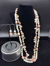Load image into Gallery viewer, 3 Piece Beaded Irregular Quartz Pierced Peach Jewelry set