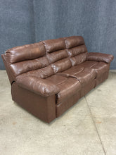 Load image into Gallery viewer, Brown Leather Double Reclining Sofa