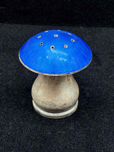 Load image into Gallery viewer, 3 Piece Blue Sterling Silver Enamel Salt + Pepper shakers