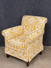 Load image into Gallery viewer, Ethan Allen Upholstered Armchair in Yellow Damask Fabric